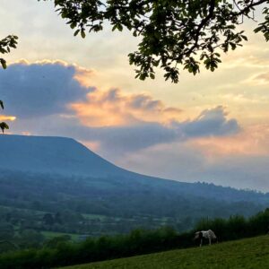 Photo of the landscape in the Olchon Valley at sunset