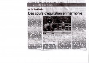 Write up in French Magazine about John's Horsemanship Courses